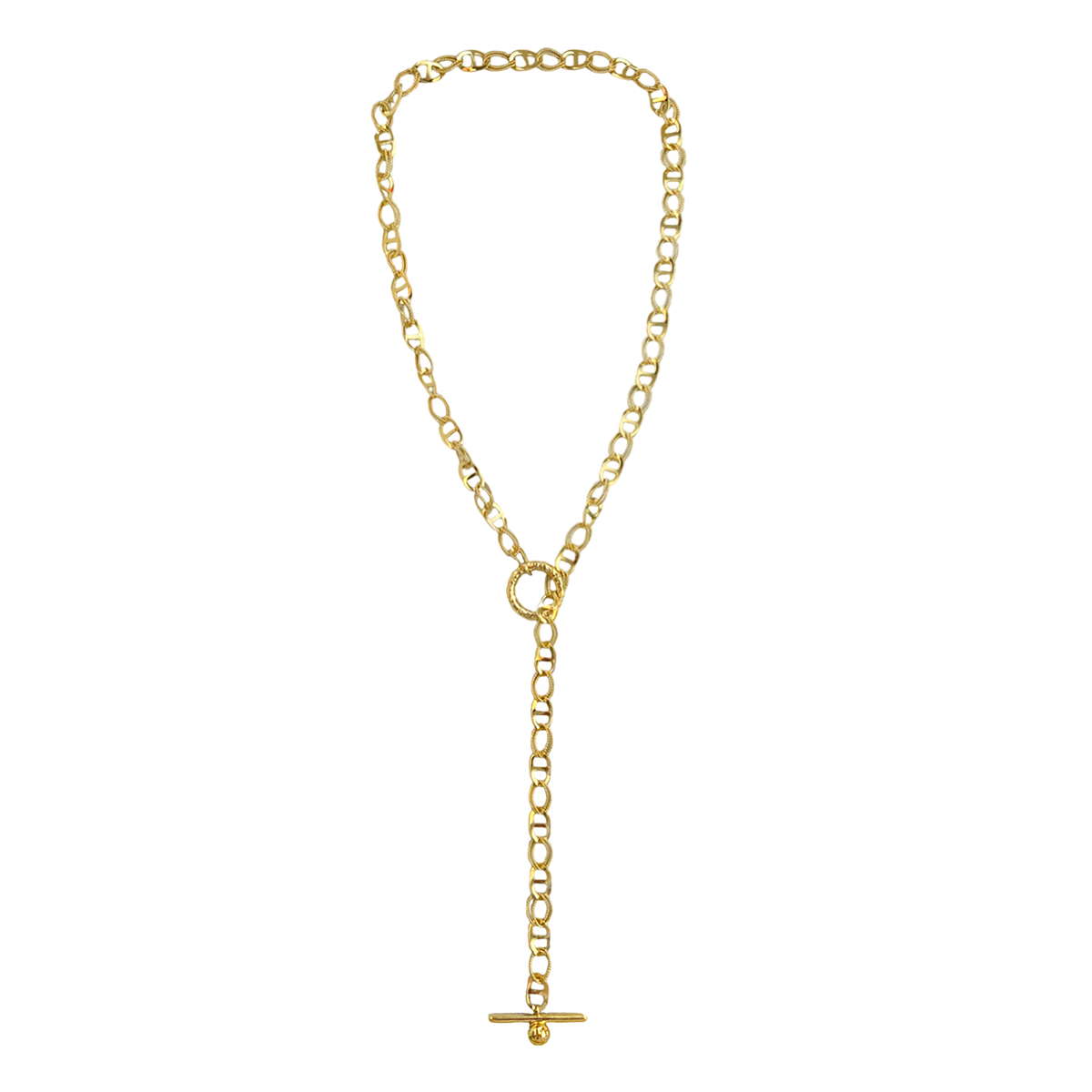 GOLD PLATED COCO LARIAT LINK CHAIN NECKLACE MOUNTAIN & MOON Mountain