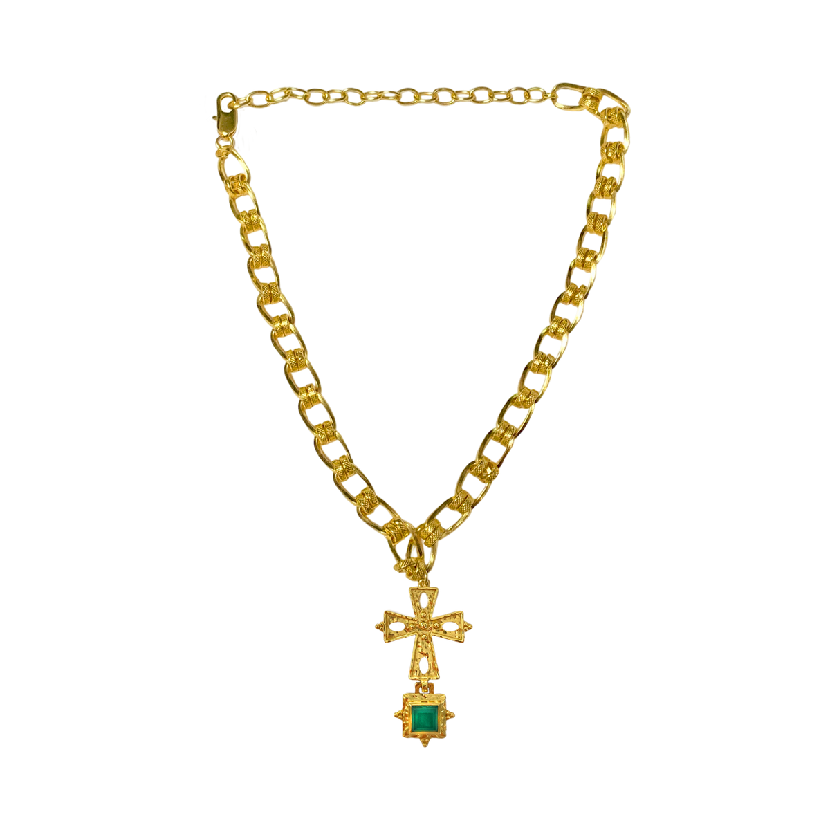 Gold Evita Cross Necklace Chain Baroque Style Primadonna Mountain Moon