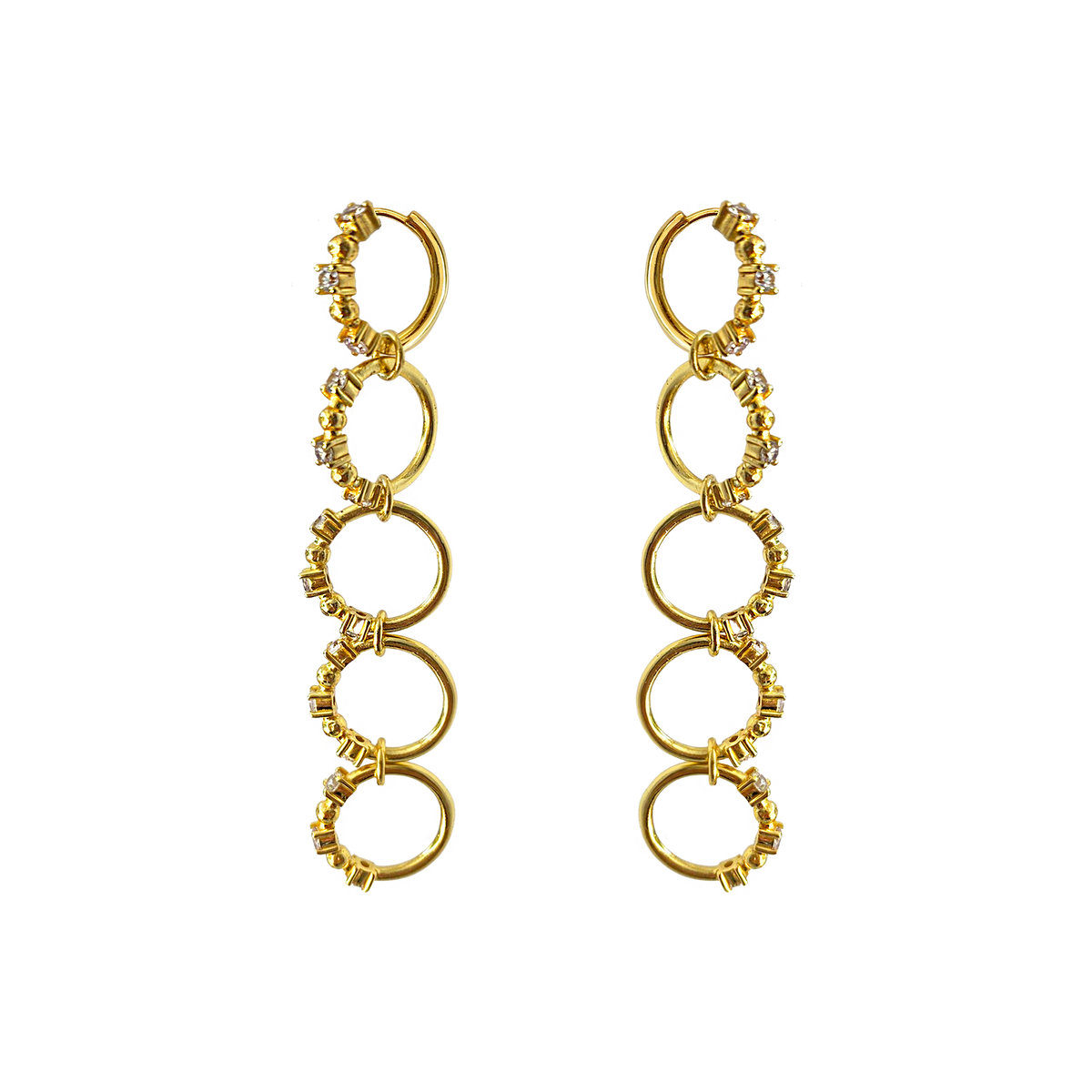 Gold Gisele Hoops White Crystal CZ Drop Earrings Statement Gemstones