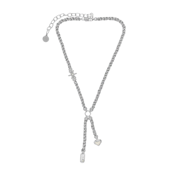 Silver Cassia Lariat Pearl Statement Chain Necklace Sirens