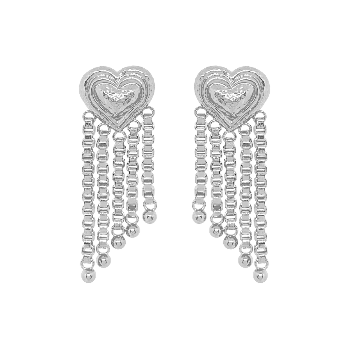 Silver Plated Carmen Heart Tassel Earrings Drop Stud Mountain and 