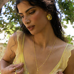 Handmade gold layering chain necklace with Rainbow Moonstone detail — Mountain & Moon Chateau Soleil jewellery