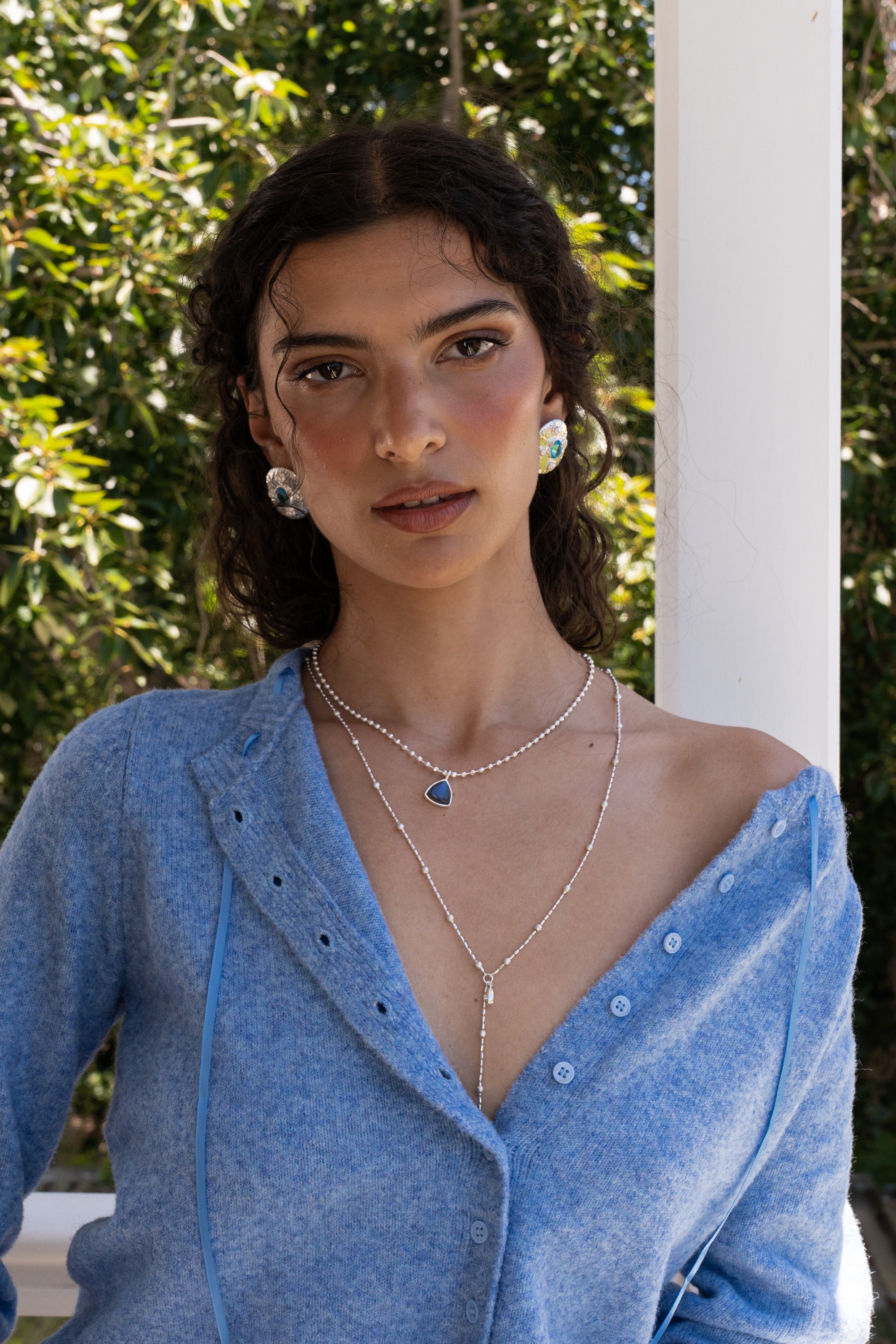 Silver pendant necklace featuring Labradorite, the Emery style — Mountain & Moon Chateau Soleil