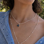 EMERY NECKLACE | SILVER worn on model — Mountain & Moon Chateau Soleil campaign