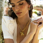 Gold butterfly pendant necklace featuring Glass Peridot and Labradorite, the Rue style — Mountain & Moon Chateau Soleil