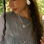 Silver sculptural teardrop stud earrings, the Salma style — Mountain & Moon Chateau Soleil