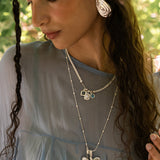 Silver sculptural teardrop stud earrings, the Salma style — Mountain & Moon Chateau Soleil