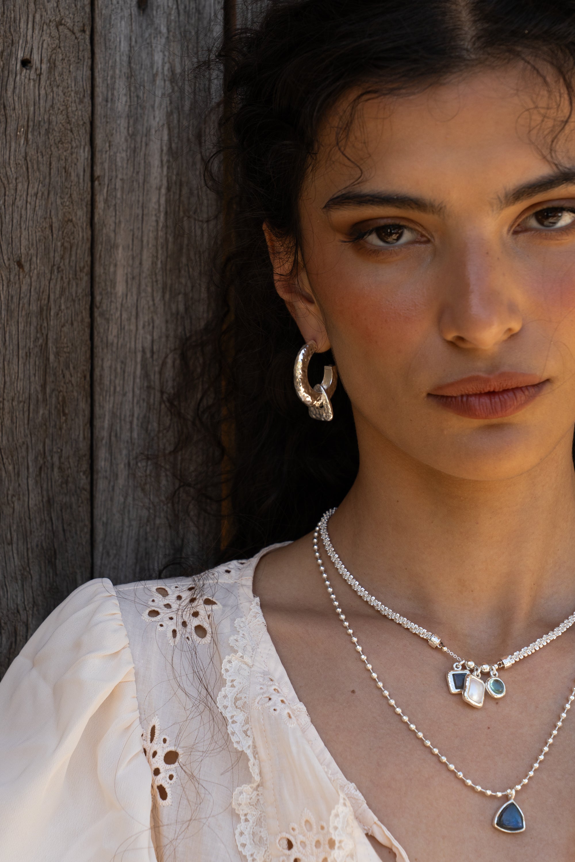Handmade silver pendant necklace with Labradorite detail — Mountain & Moon Chateau Soleil jewellery