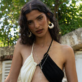 Mixed metal two-tone hoop earrings featuring Mother of Pearl, the Soleil style — Mountain & Moon Chateau Soleil