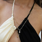 Gold layering chain necklace featuring Rainbow Moonstone, the Skye style — Mountain & Moon Chateau Soleil