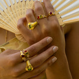 SORAYA RING | GOLD worn on model — Mountain & Moon Chateau Soleil campaign