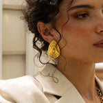 Gold sculptural teardrop stud earrings, the Salma style — Mountain & Moon Chateau Soleil