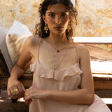 Handmade gold chandelier drop earrings with Crystal Quartz detail — Mountain & Moon Chateau Soleil jewellery