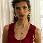 Gold swirled hoop earrings featuring Mother of Pearl, the Freya style — Mountain & Moon Chateau Soleil