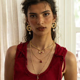 Gold swirled hoop earrings featuring Mother of Pearl, the Freya style — Mountain & Moon Chateau Soleil