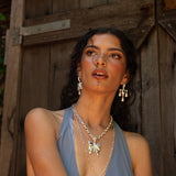 Handmade silver butterfly pendant necklace with Rainbow Moonstone and Labradorite detail — Mountain & Moon Chateau Soleil jewellery