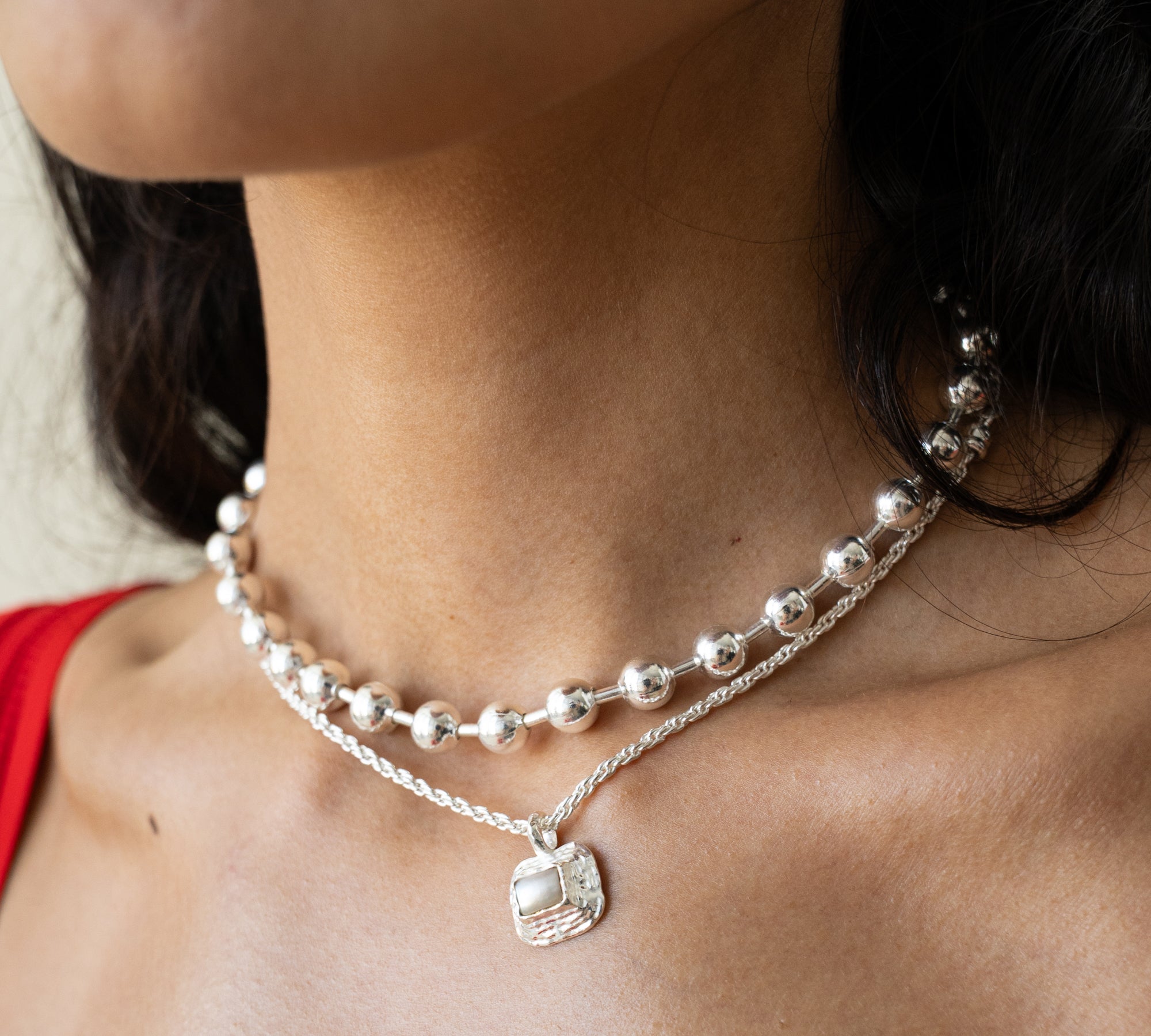 SOPHIE NECKLACE SILVER — Mountain & Moon ODYSSEY W26 campaign