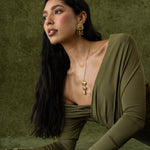 OLIVE NECKLACE GOLD — Mountain & Moon ODYSSEY W26 campaign
