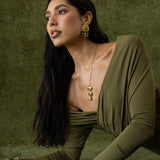 OLIVE NECKLACE GOLD — Mountain & Moon ODYSSEY W26 campaign