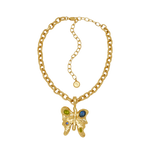 Rue gold butterfly pendant necklace with Glass Peridot and Labradorite — Mountain & Moon Chateau Soleil collection