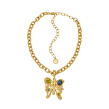 Rue gold butterfly pendant necklace with Glass Peridot and Labradorite — Mountain & Moon Chateau Soleil collection