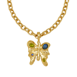 Rue gold butterfly pendant necklace product detail — Mountain & Moon Chateau Soleil