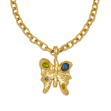 Rue gold butterfly pendant necklace product detail — Mountain & Moon Chateau Soleil