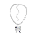 Rue silver butterfly pendant necklace with Rainbow Moonstone and Labradorite — Mountain & Moon Chateau Soleil collection