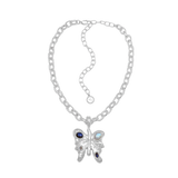 Rue silver butterfly pendant necklace with Rainbow Moonstone and Labradorite — Mountain & Moon Chateau Soleil collection