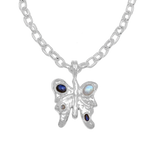 Rue silver butterfly pendant necklace product detail — Mountain & Moon Chateau Soleil