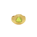 Soraya gold cabochon cocktail ring side view — Mountain & Moon Chateau Soleil collection