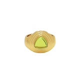 Soraya gold cabochon cocktail ring side view — Mountain & Moon Chateau Soleil collection