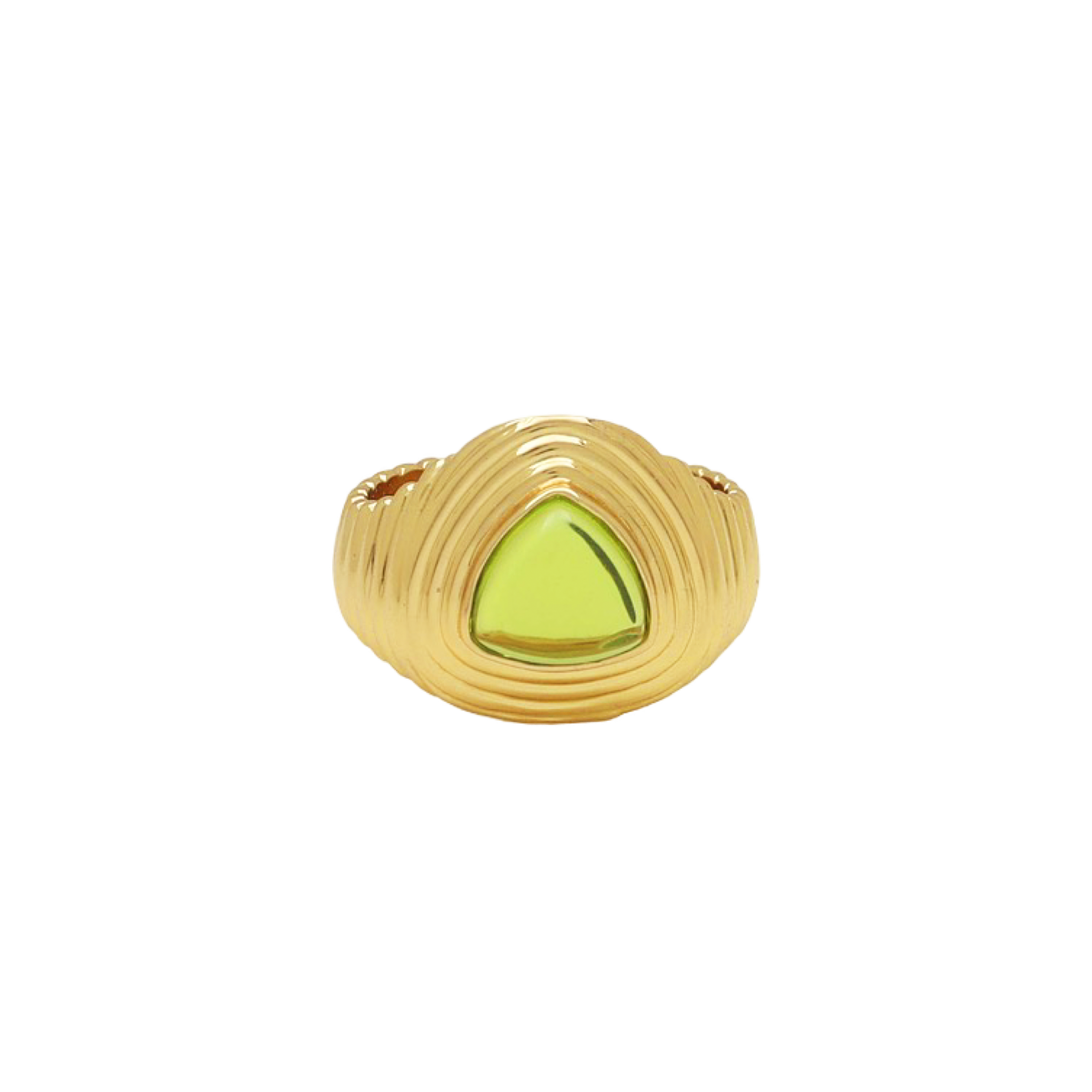Soraya gold cabochon cocktail ring side view — Mountain & Moon Chateau Soleil collection