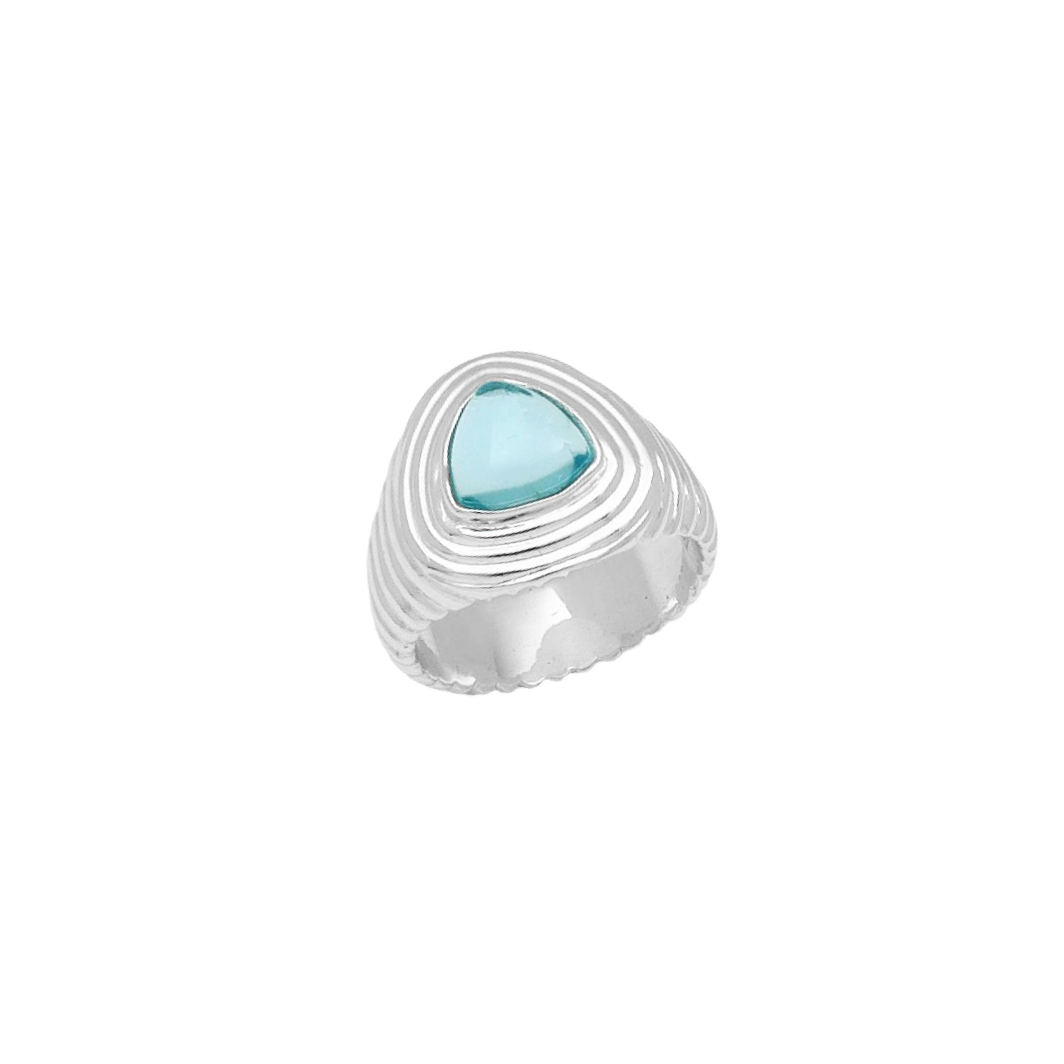 Soraya silver cabochon cocktail ring with Blue Topaz — Mountain & Moon Chateau Soleil collection