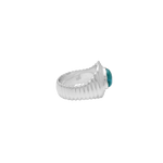 Soraya silver cabochon cocktail ring side view — Mountain & Moon Chateau Soleil collection