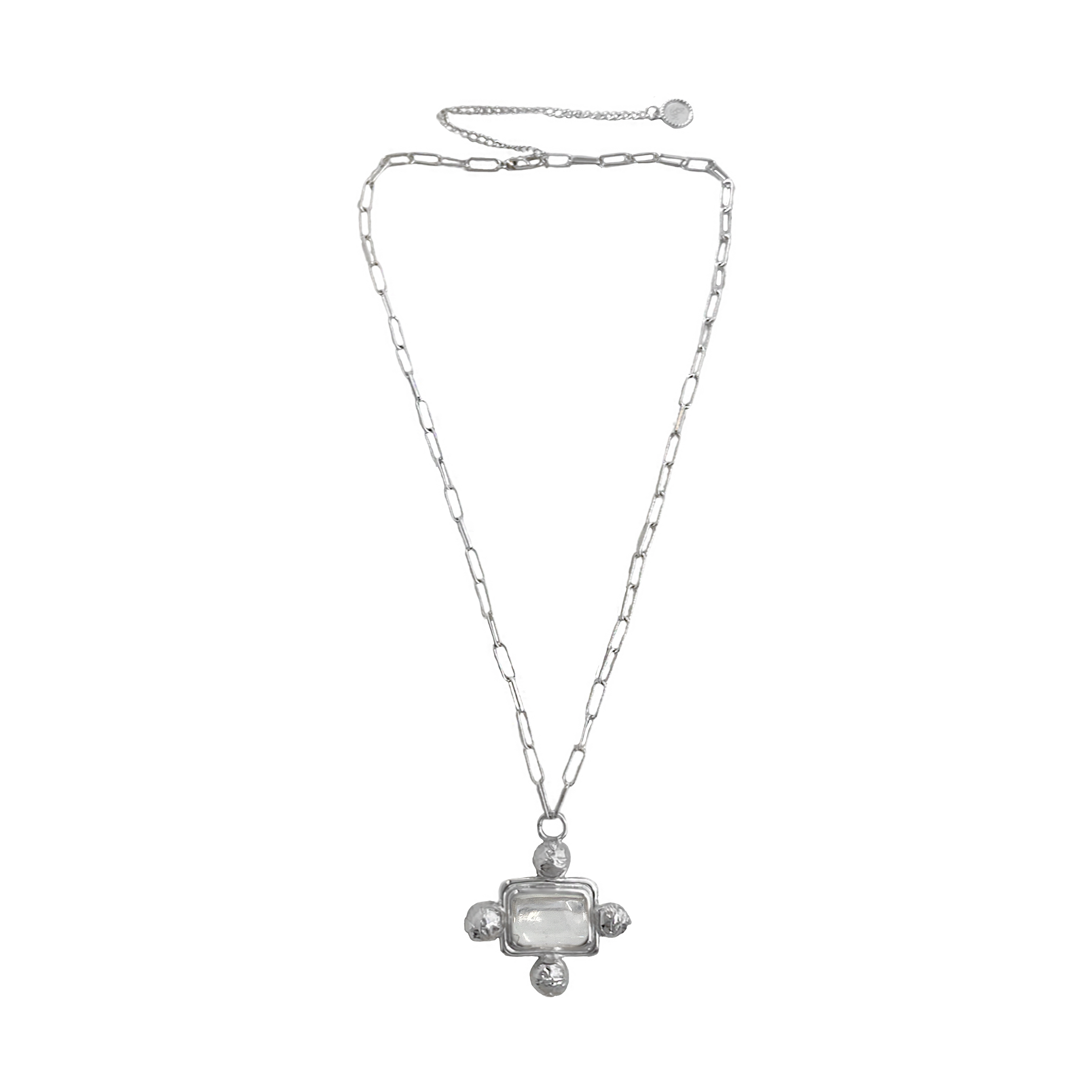 STERLING SILVER PLATED YASMEEN STATEMENT PENDANT CHAIN LAYER NECKLACE MOUNTAIN & MOON