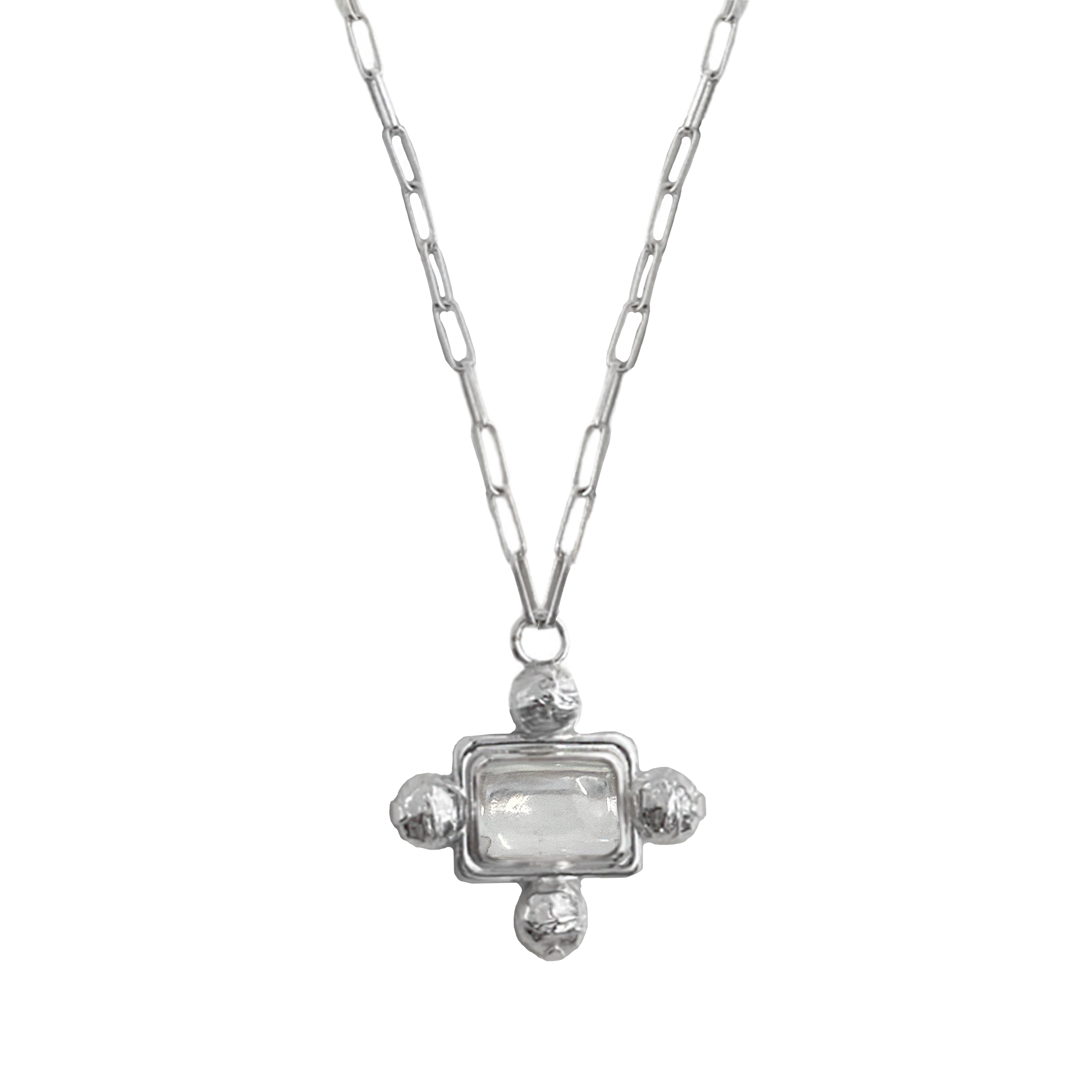 STERLING SILVER PLATED YASMEEN STATEMENT PENDANT CHAIN LAYER NECKLACE MOUNTAIN & MOON