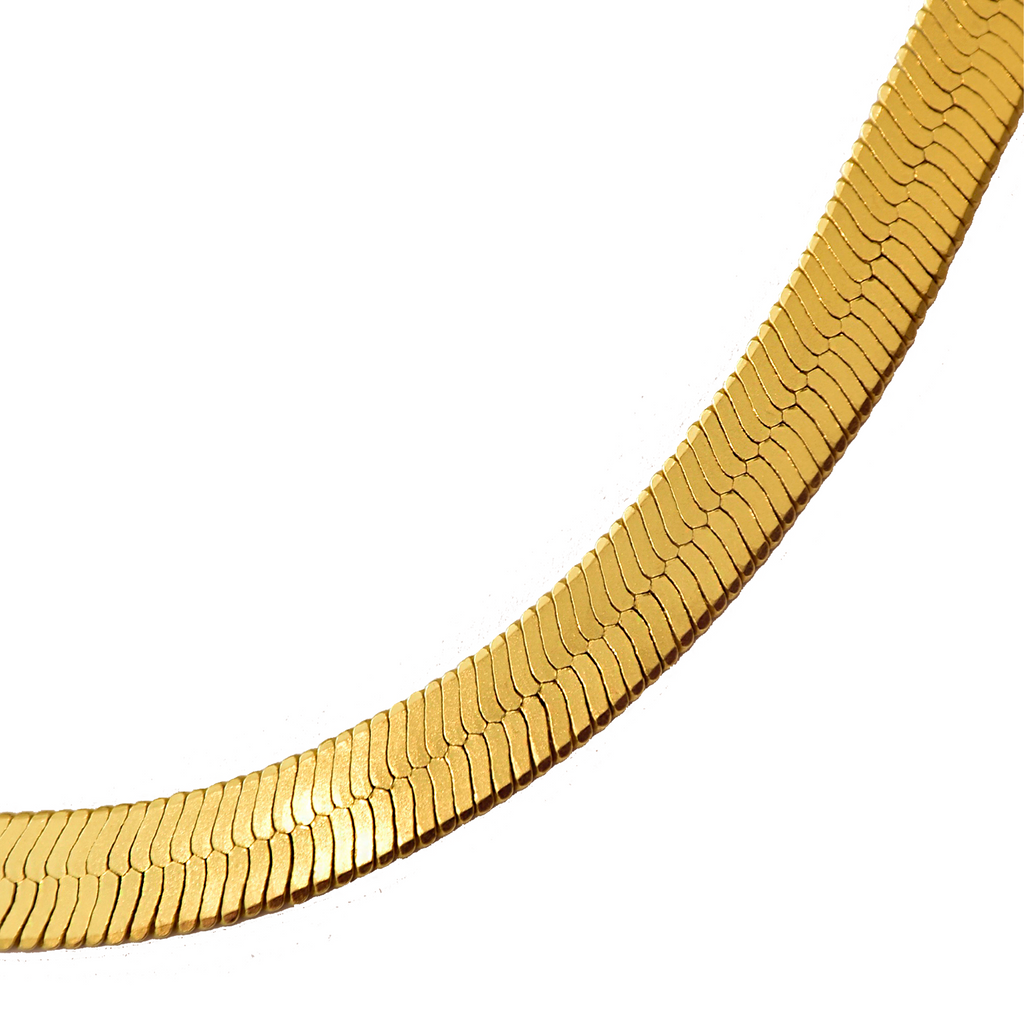 RACHAEL Necklace Brass GOLD Flat Chain Designer Jewellery Mountain and Moon