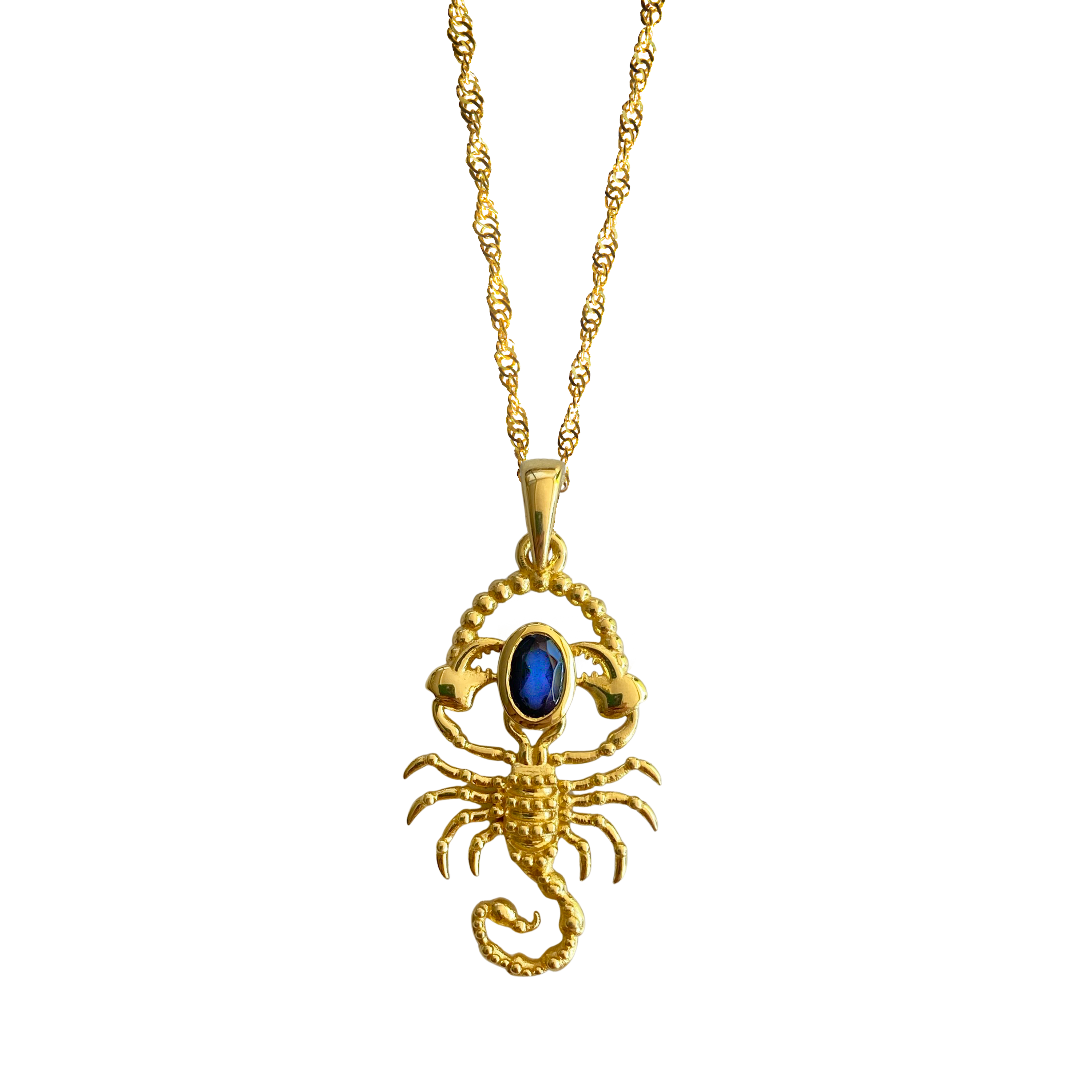 charm Sapphire Moon Necklace Mountain – & Mountain SCORPIO Moon Zodiac Starsign Gold Blue